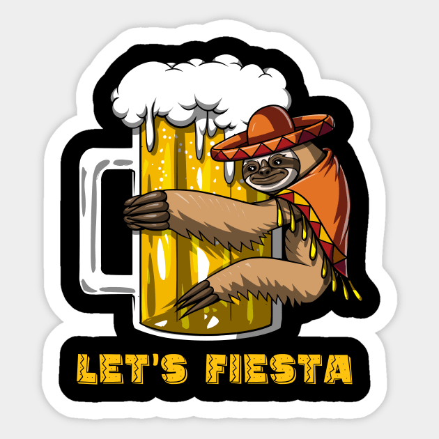 Sloth Cinco de Mayo Fiesta Mexican Beer Drinking Party Sticker by underheaven